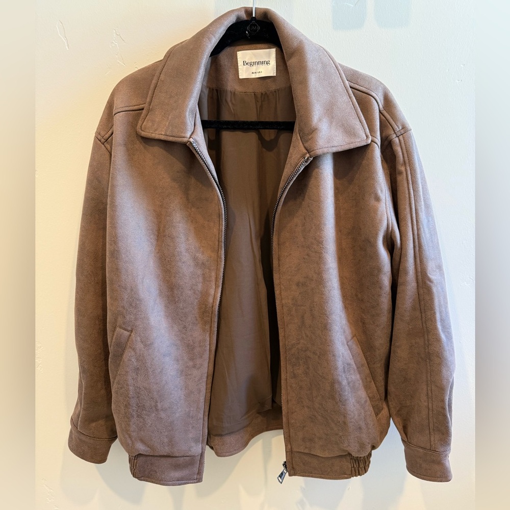 Faux suede brown bomber